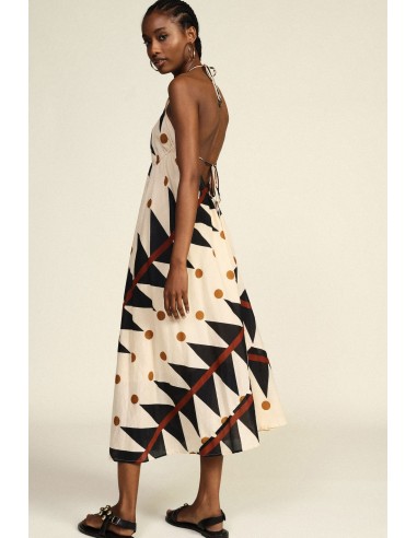 Lange jurk met geometrische en polkadotprint Dixie