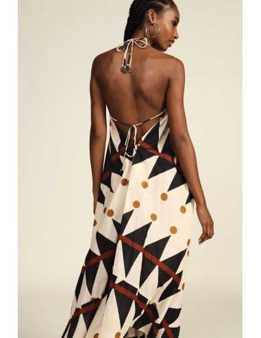 Robe longue Dixie à imprimé géométrique et à pois