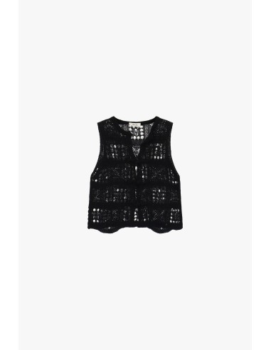 Geperforeerde mouwloze top met knoopsluiting Dixie