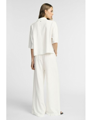 Pantalon palazzo en mélange de lin avec cordon de serrage, s'il vous plaît