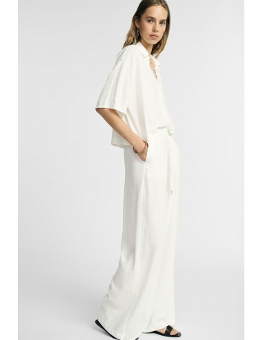 Pantalon palazzo en mélange de lin avec cordon de serrage, s'il vous plaît