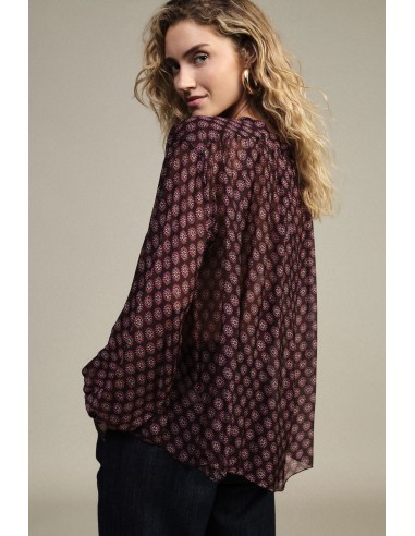 Ruime blouse met bloemenprint en ruches aan de voorkant Dixie