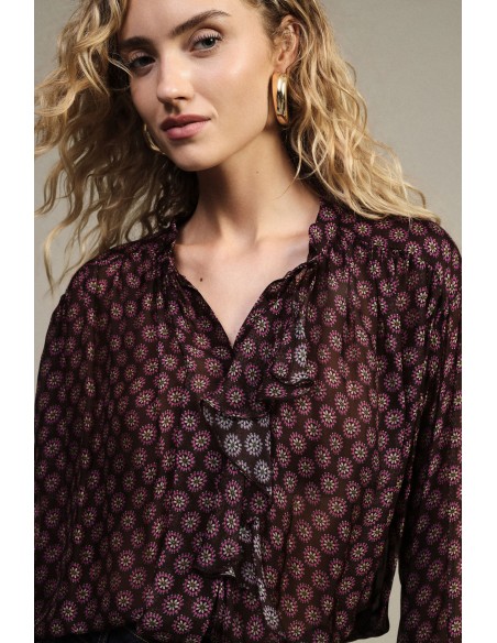 Blouse ample à imprimé floral et volants sur le devant « Dixie »