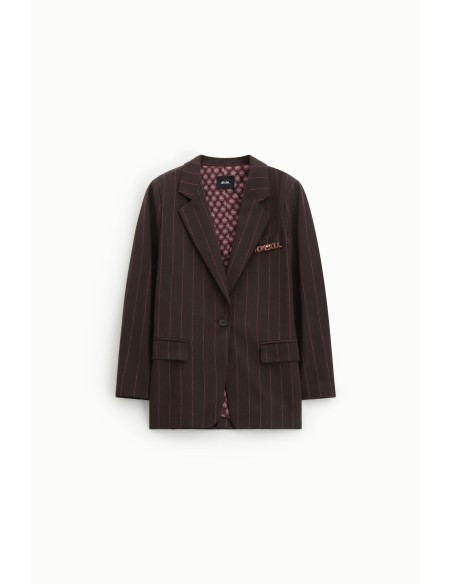Blazer à rayures avec fermeture à simple boutonnage et poches Dixie