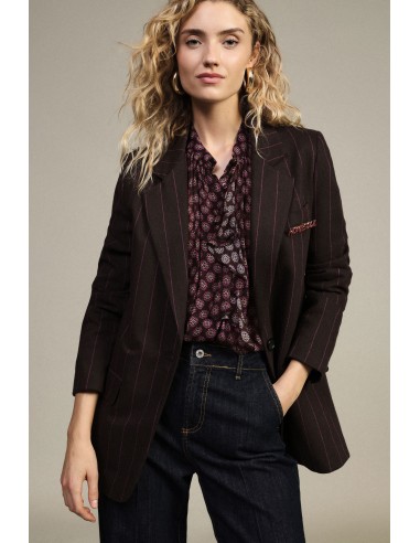 Blazer à rayures avec fermeture à simple boutonnage et poches Dixie