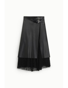 Jupe longue avec double boucle et empiècement en dentelle Dixie 2