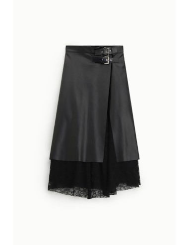 Jupe longue avec double boucle et empiècement en dentelle Dixie