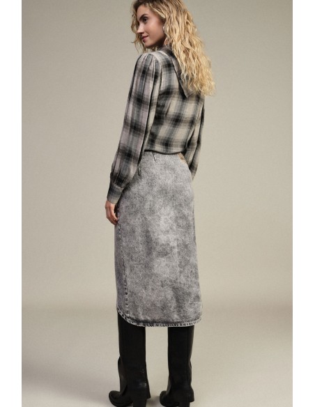 Jupe midi effet denim avec fente asymétrique Dixie