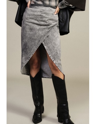 Midi-denimrok met asymmetrische split Dixie