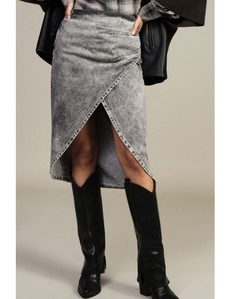 Midi-denimrok met asymmetrische split Dixie