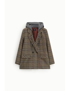 Blazer croisé à capuche à motif carreaux Dixie