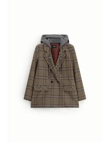 Blazer croisé à capuche à motif carreaux Dixie