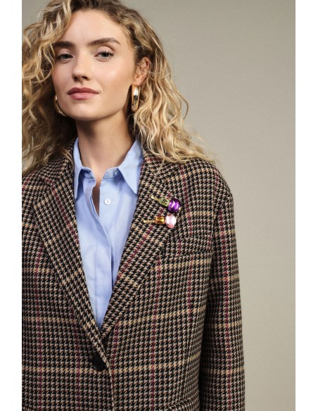 Geruite blazer met opgestikte zakken en knopen Dixie