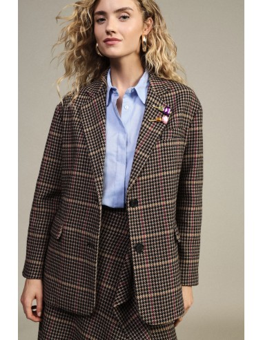 Blazer à carreaux avec poches plaquées et boutons Dixie