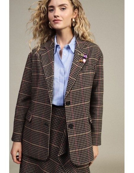 Blazer à carreaux avec poches plaquées et boutons Dixie