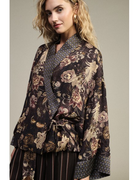 Dixie gebloemde blazer met wijde mouwen