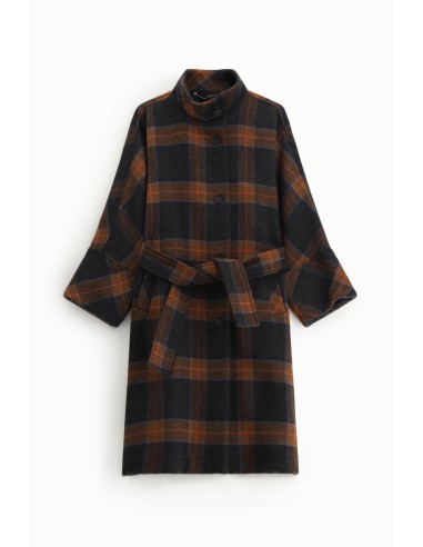 Manteau à carreaux avec ceinture et fermeture à boutons Dixie
