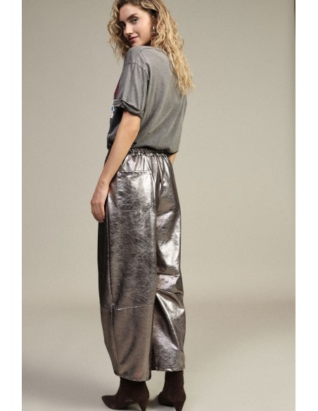 Pantalon palazzo métallisé taille haute Dixie