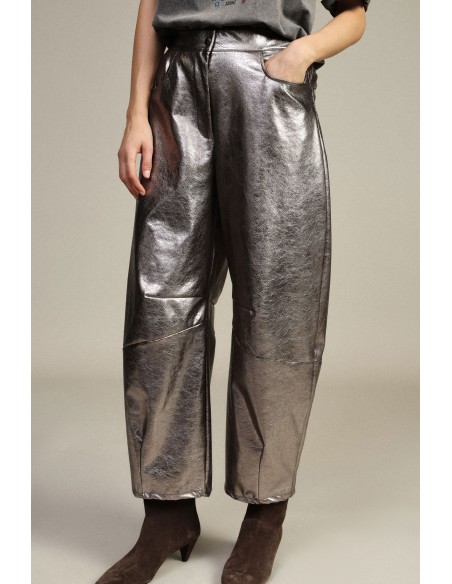 Pantalon palazzo métallisé taille haute Dixie