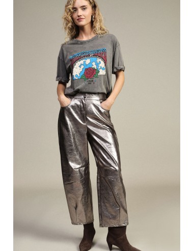 Pantalon palazzo métallisé taille haute Dixie