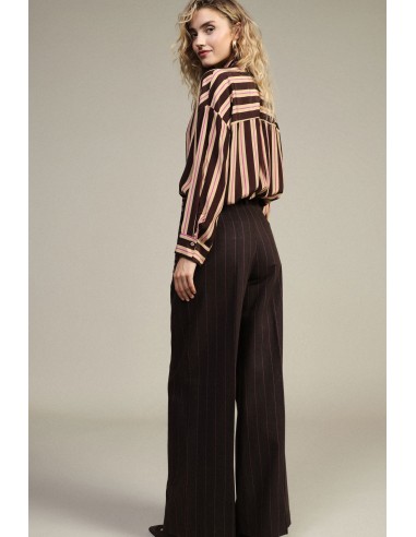 Pantalon palazzo taille haute à fines rayures Dixie