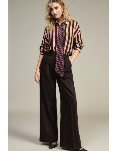 Pantalon palazzo taille haute à fines rayures Dixie