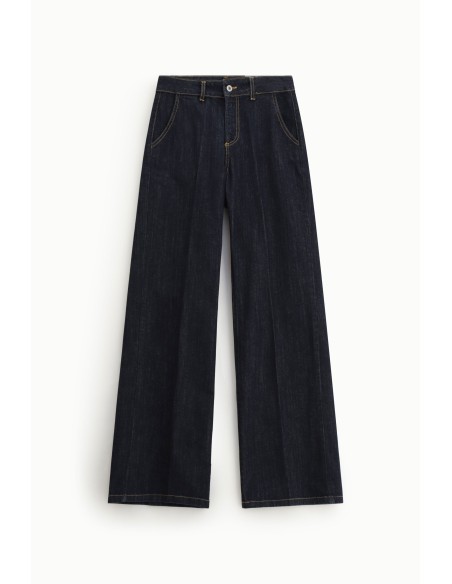 Pantalon palazzo taille haute avec coutures contrastantes Dixie
