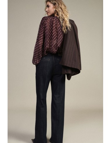 Pantalon palazzo taille haute avec coutures contrastantes Dixie