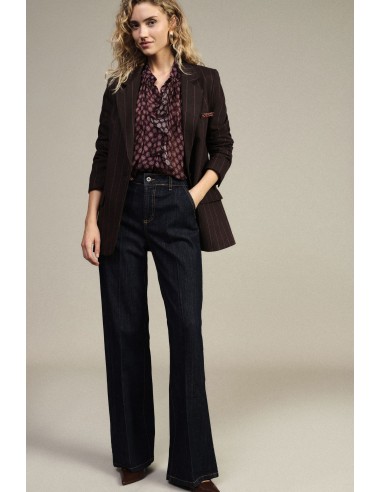 Dixie Palazzo-broek met hoge taille en contrasterende stiksels