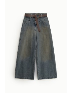 Dixie-jeans met wijde pijpen, hoge taille en riem 2