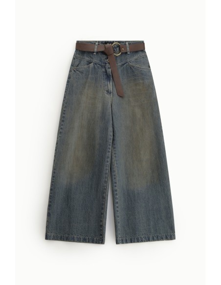 Jean large à taille haute avec ceinture Dixie
