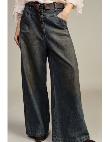 Jean large à taille haute avec ceinture Dixie