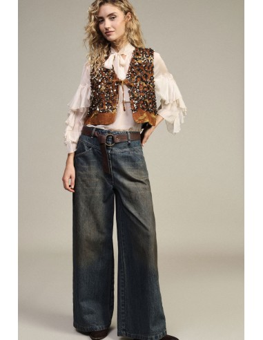 Jean large à taille haute avec ceinture Dixie