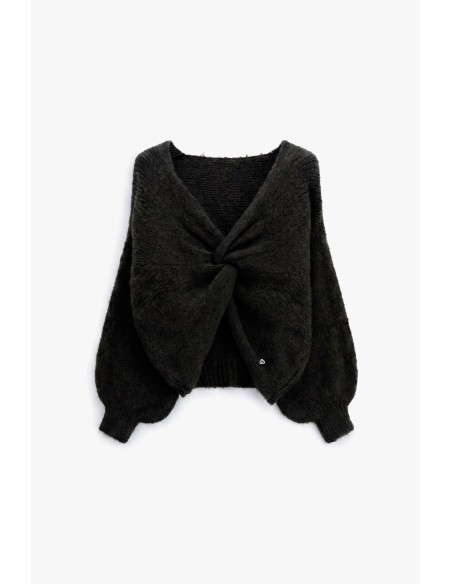 Cardigan tressé avec nœud frontal et manches amples S’il vous plaît