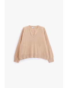 Oversized trui met V-hals en splitje Please