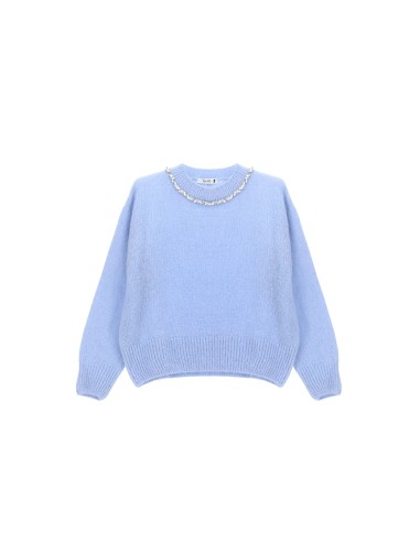 Pull à col rond avec application de perles