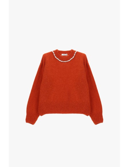Pull à col rond avec application de perles