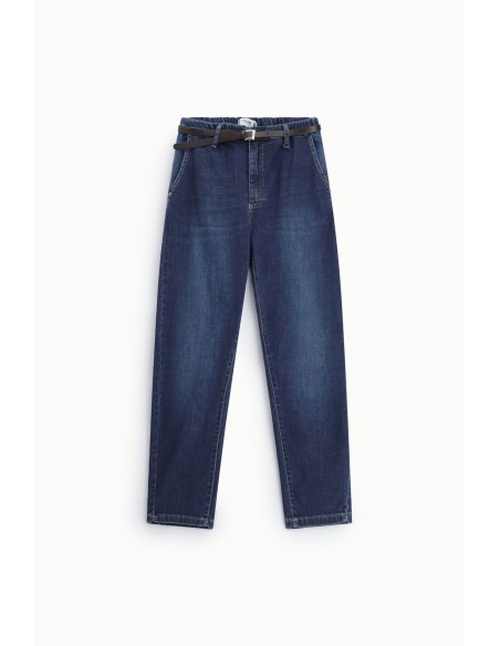 Tapered jeans met elastische tailleband, graag