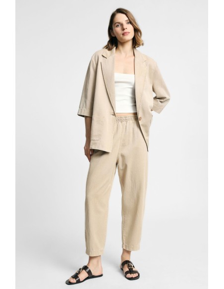 Pantalon cropped à taille élastiquée et poches s'il vous plaît