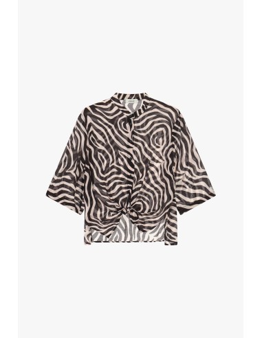 Dixie zebraprint blouse met knoop aan de voorkant