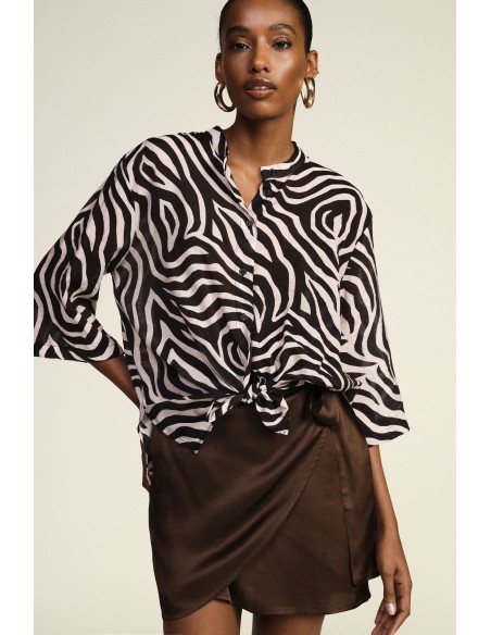 Blouse à imprimé zèbre avec nœud frontal Dixie