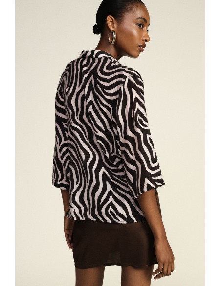 Blouse à imprimé zèbre avec nœud frontal Dixie