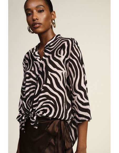 Blouse à imprimé zèbre avec nœud frontal Dixie