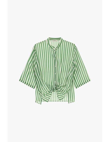 Gestreept overhemd met knoop aan de voorkant en wijde mouwen Dixie