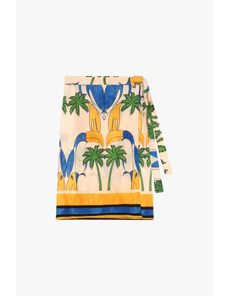 Jupe courte à motif tropical avec nœud latéral Dixie