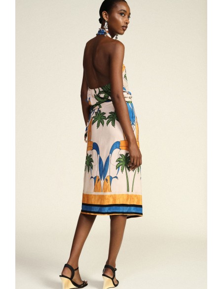 Jupe courte à motif tropical avec nœud latéral Dixie