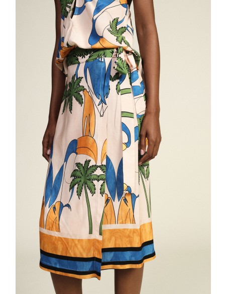 Jupe courte à motif tropical avec nœud latéral Dixie