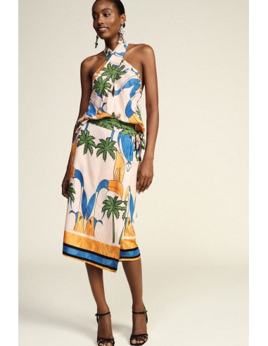 Jupe courte à motif tropical avec nœud latéral Dixie