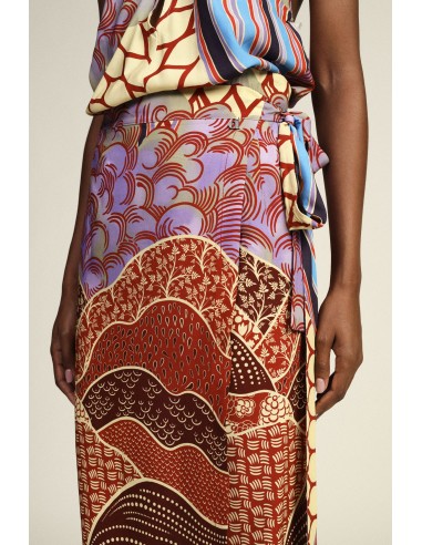 Jupe midi à motif graphique avec ceinture à nouer Dixie
