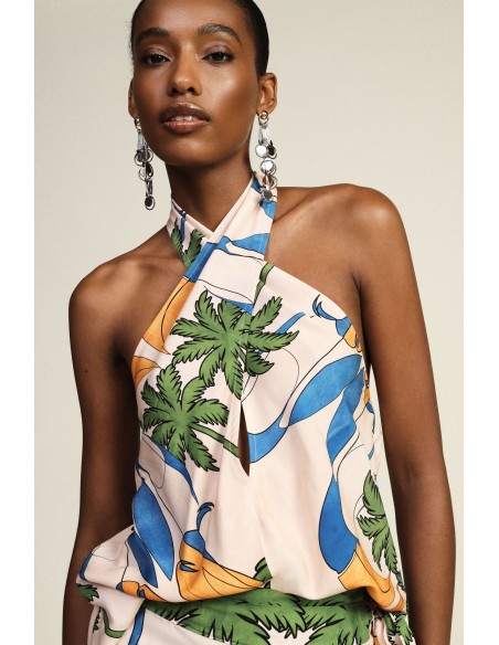 Top met hoge hals en bloemenprint van Dixie